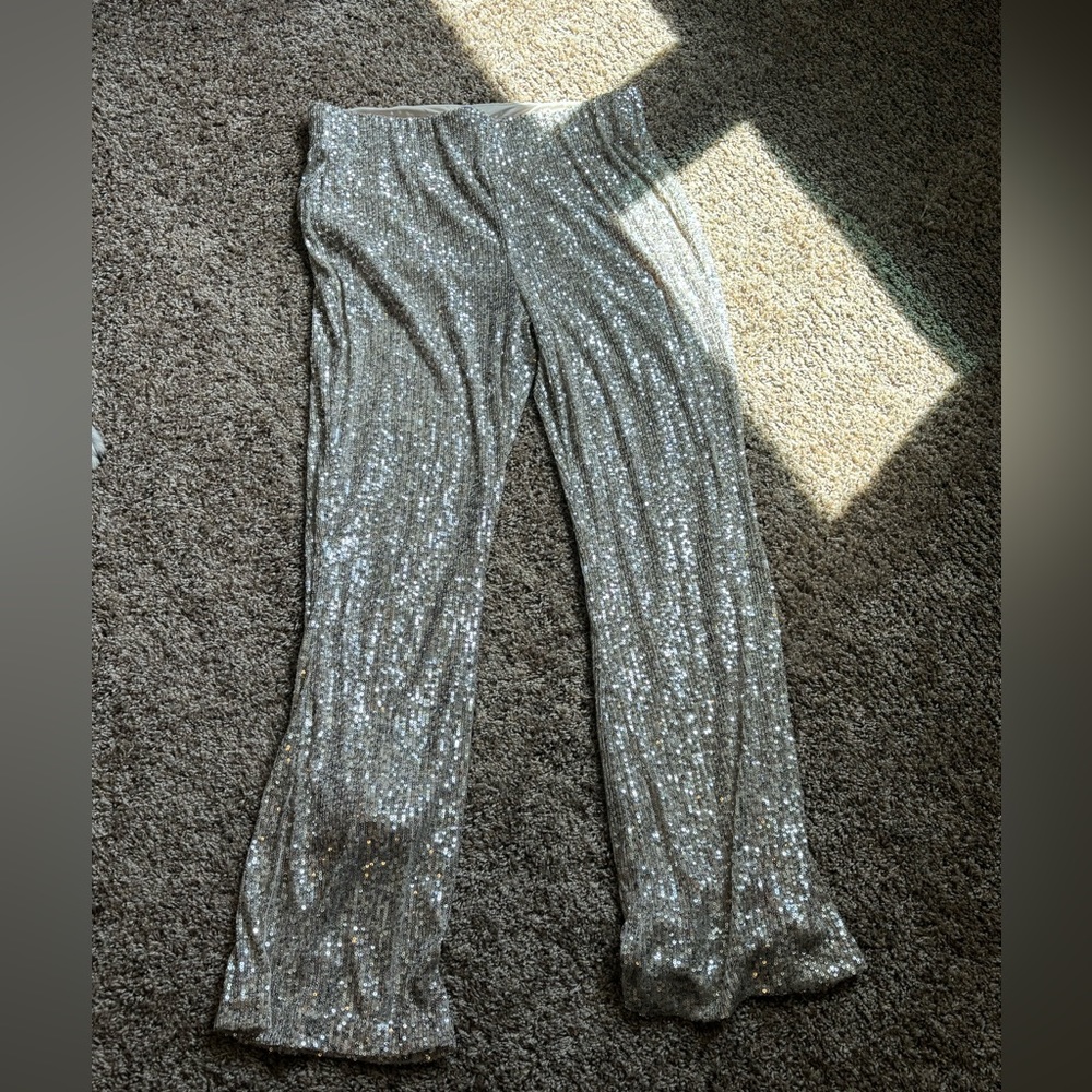 Gold Sequin Pull On Pants